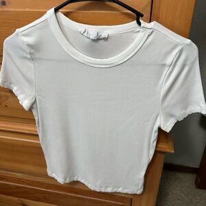 Classic White Ribbed Women's Top